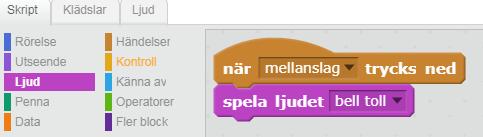 lilla krysset. 6. Välj ett nytt ljud som ska symbolisera ringklockan.