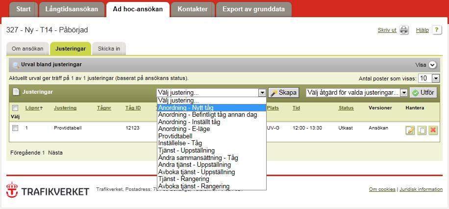 5. Fliken Justeringar 5.1 Skapa Justering i ansökan 2 1 5.