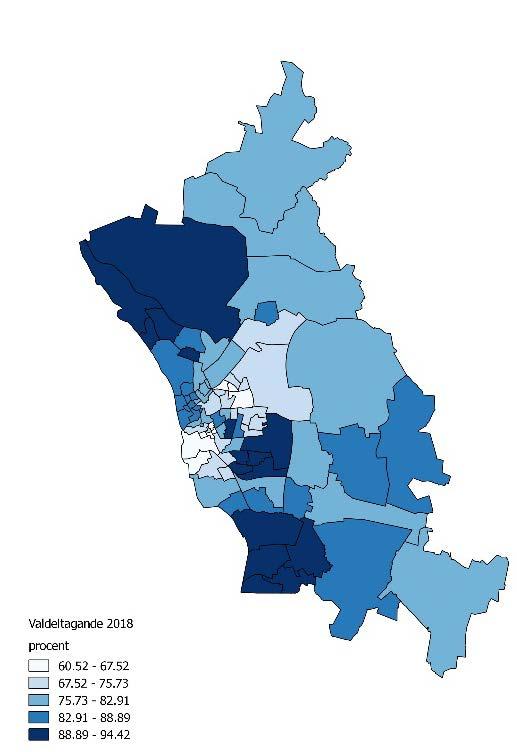 Analys av kommunfullmäktigevalet 2018 Valforskningen, både i Sverige och utomlands, visar att demografiska och socio-ekonomiska faktorer påverkar valdeltagandet.