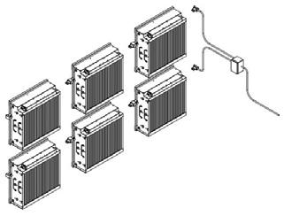 8 Om filtret består av flera rader filterenheter är det nödvändigt att använda anslutningsboxen (4), (5).