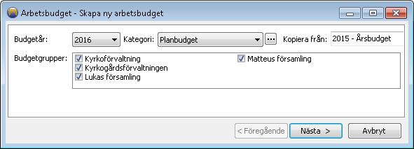 För att skapa en planbudget, klicka på i rutin Arbetsbudget. 2.