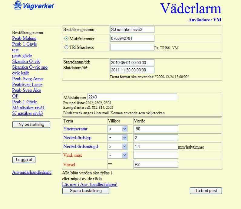 Vectura 4 (7) Datum: 2010-12-10 Beteckning: http://vaderlarm.vvi