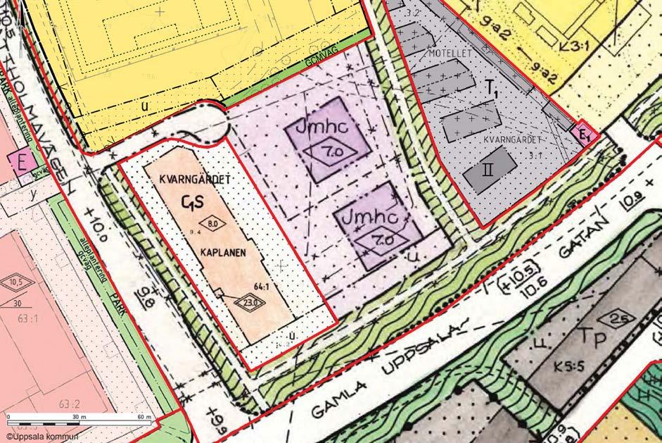 Väster om planområdet finns en outnyttjad byggrätt för moskén i gällande plan, detaljplan för del av kv. Kaplanen från 1994.