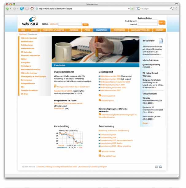 www.wartsila.com/investerare Finansiell information 2009 Årsredovisning för 2008 Årsredovisningen kan erhållas även på finska och engelska.
