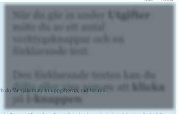 4 Lägga till utgifter När du går in under Utgifter möts du av ett antal verktygsknappar och en förklarande text.