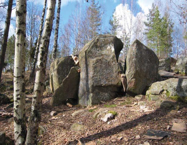 Område 12 Öppen likåldrig lövskog av mest björk, men även andra trädslag. Tidigare betesmark (vilket märks på enarna som finns kvar i ytan).