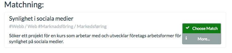 Matchning På startsidan väljer du Wanted eller Surplus och får då en lista över olika uppdrag. Där kan du välja att få se med detaljerad information om uppdragen.