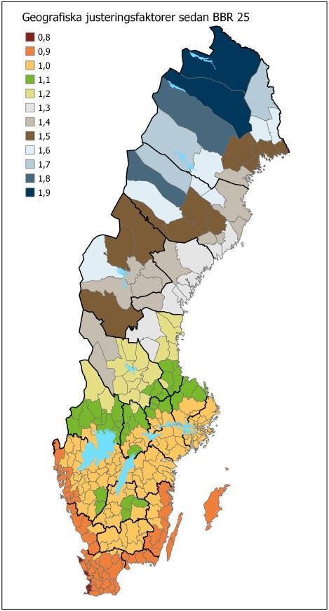 70 Konsekvensutredning BFS 2018:xx geografiska justeringsfaktor. I förslaget bildas ett sammanhängande område längs Västkusten upp till göteborgsområdet samt Blekinge och Öland, se figur 11.