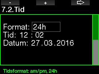 2.7.2 Tid I den här menyn kan du ställa in tidsformat, tid och datum. 2.
