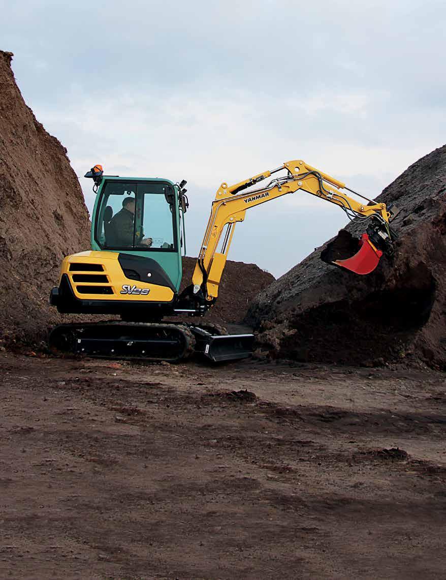 Vi kan stolt presentera vårt senaste tillskott i den mindre SV-serien: YANMAR SV26 En från grunden nyutvecklad maskin i 2,6-tonsklassen YANMAR SV26 Ny och rymligare hytt Lägre bränsleförbrukning