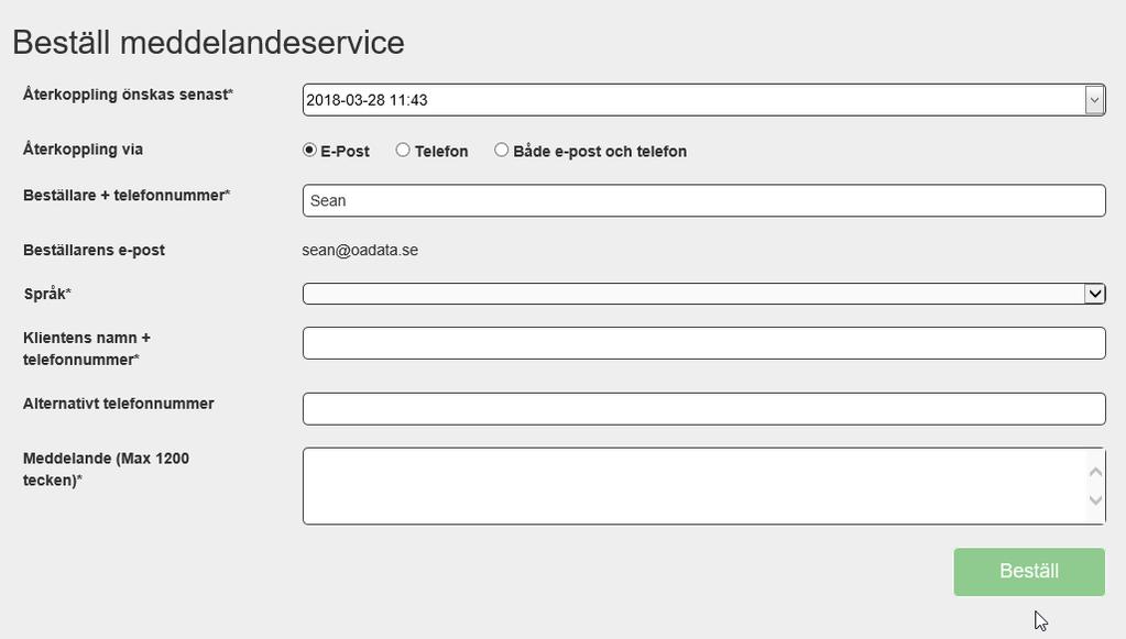 Meddelandeservice Meddelandeservice är en tjänst där en tolk får uppdraget att överlämna ett meddelande (vanligtvis via telefon) vid en viss tidpunkt. Detta återkopplas sedan till kunden.