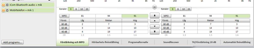 Klicka på ett program i listan, t.ex. [Lugn situation] för att justera detta program enbart. 2.