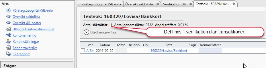 Klicka nu på ordet 160329/Lovisa/Bankkort som är en länk