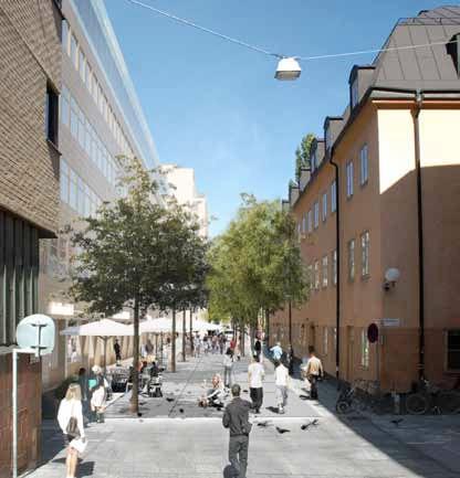 Vattrat glas i kvällssol. Malmö Högskola av Diener & Diener.