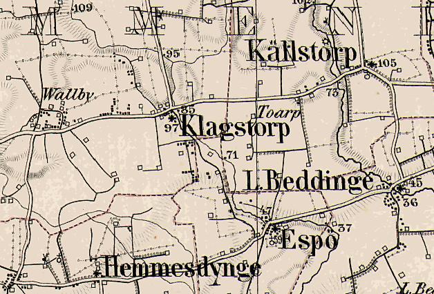 Klagstorp på Häradsekonomiska kartan
