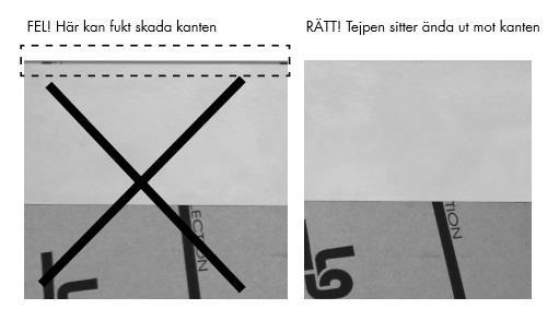 För att skydda bänkskivan mot kondens från diskmaskin använder Vedum en skyddstejp i aluminium som fästes på undersidan av