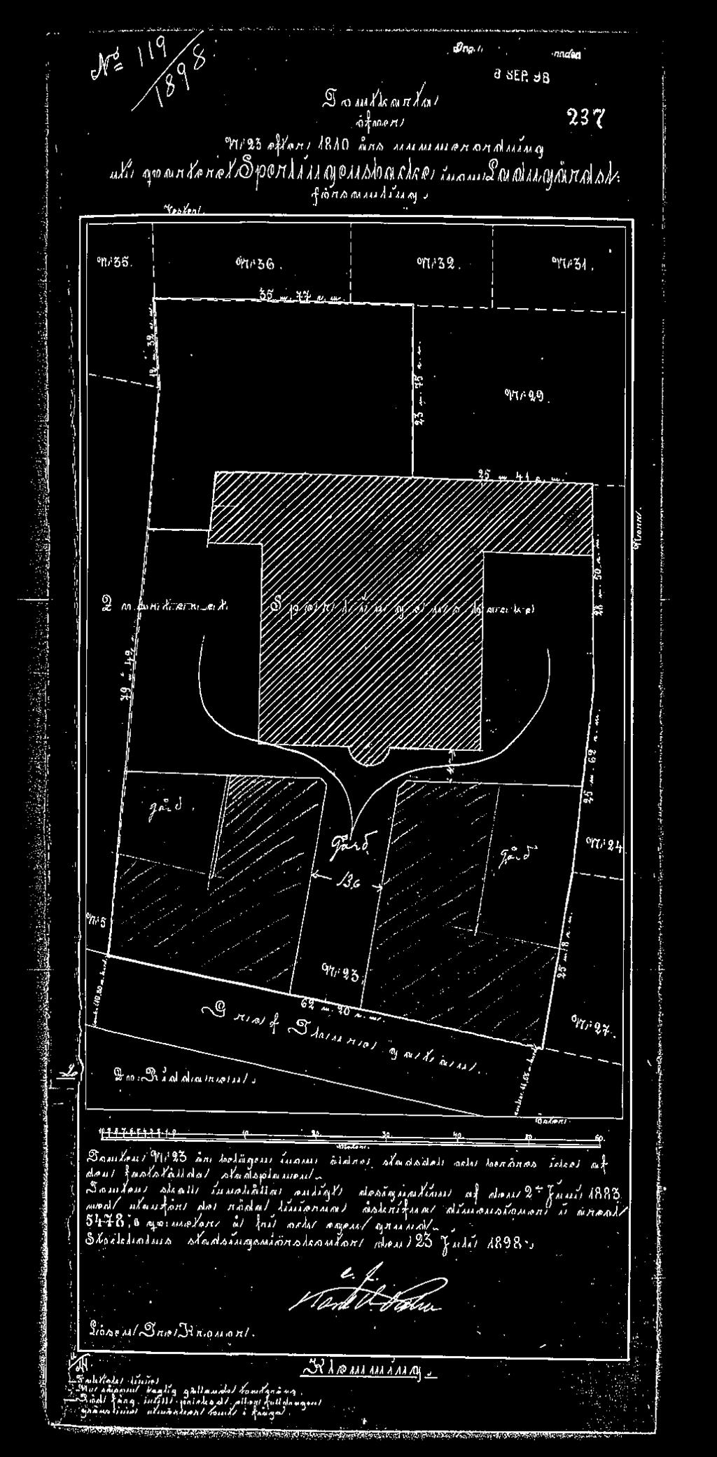 6 Antikvarisk förundersökning Ovan: Sektion av byggnaden daterad 1898.