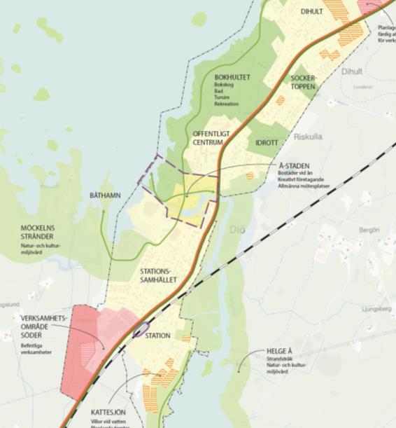 4 (14) Utsnitt från översiktsplanen. Den röda kvadraten visar på var planområdet ligger.