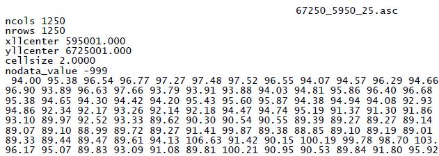 LANTMÄTERIET 2016-12-01 7 (13) 4.2 Leveransformat GSD-Höjddata, grid 2+, tillhandahålls och levereras i formatet ASCII Grid.