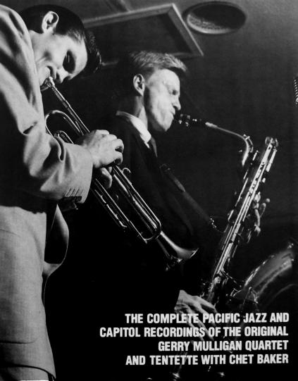 Presentation av musikern, kompositören Gerry Mulligan pianoless Quartet med Chet Baker
