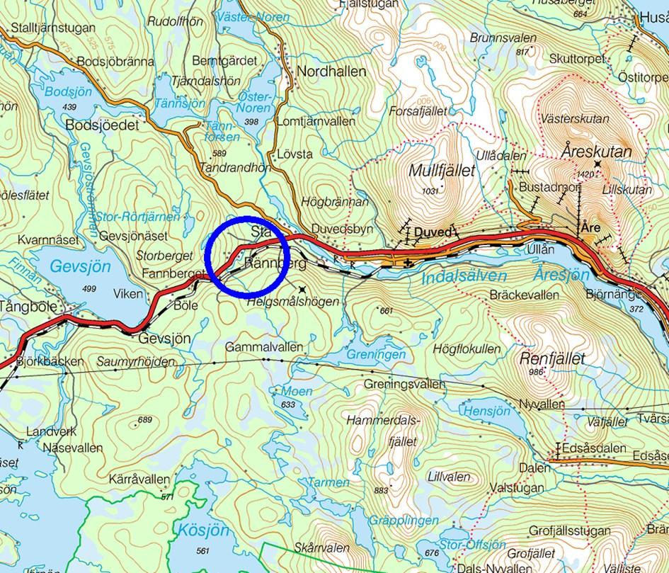 2. Beskrivning av projektet, dess bakgrund, ändamål och projektmål 2.1. Beskrivning av projektet och dess bakgrund Rännbergsbacken ligger ungefär 1 mil väster om Duved längs E14, se figur 1.