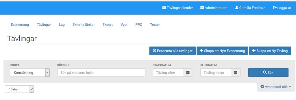 2.3 Evenemang och tävling begrepp Ett evenemang innehåller flera tävlingar, t.ex. ett DM + A-tävling för miniorer eller en elittävling i synkro + klubbtävling eller en klubbtävling + en stjärntävling.