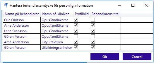 Hantera Samtycke funktionen.