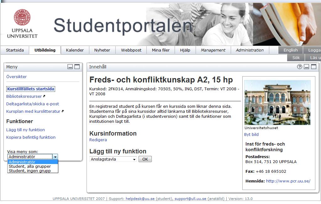 Övning 10: Översikt av kurstillfällen 1. Leta fram ett kurstillfälle som du vill arbeta med. 2.