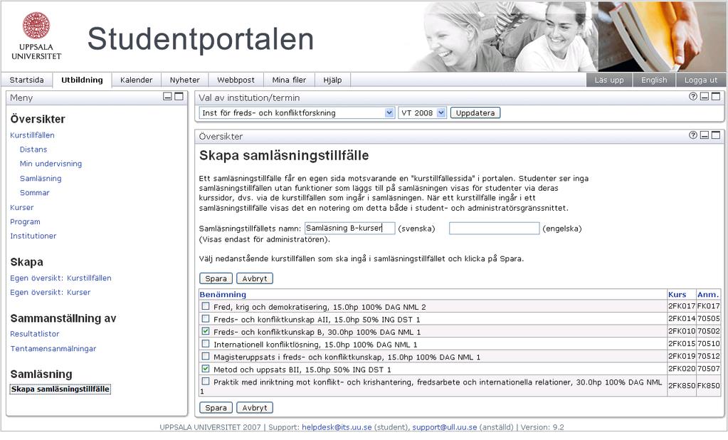 samläsningstillfället. Du hittar ditt samläsningstillfälle i Översikten för kurstillfällen. 5. Gå tillbaka till Översikt för kurstillfällen genom att klicka på Kurstillfällen under Översikter i Menyn.