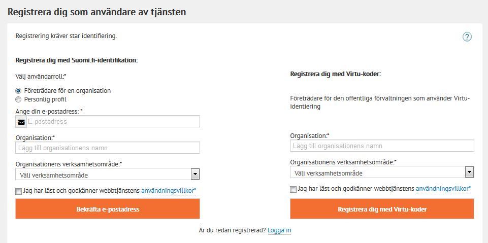 registrerar sig med Suomi.