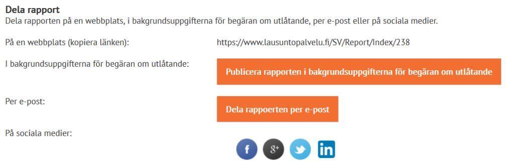 Rullgardinsmenyn Rapportfunktioner erbjuder även andra sätt att granska och hantera rapportinnehållet med tjänstens egna rapporteringsverktyg: Spara rapport o Användaren kan spara flera