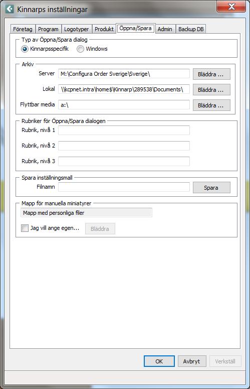 Server = alla spara i samma mapp som är placerad på er server. Lokal = här kan man välja att spara i en mapp som ligger lokalt i den egna datorn. Flyttbar media, ex: USB-minne.