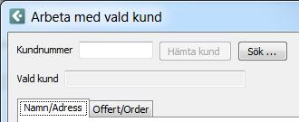 Hämta kunden i Kunddialogen Ange aktuellt kundnummer i vita rutan efter Kundnummer. Ikonen Hämta kund aktiveras när kundnumret skrivs in, markera Hämta kund.