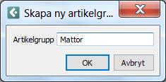 Tillbehörskomponenten: Flik: Text + Pris/ Sparad artikel Under denna flik kan du skapa artiklar från externa leverantörer som du vill inkludera i offerten. 1. Välj: <Ny grupp> 2.