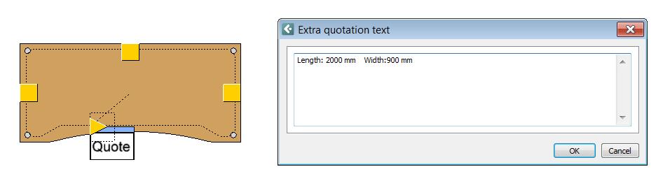 Extra offerttext Diverse Quote Denna kan användas för att ange en extra text/kod till kund på artikelnivå. T.ex. Ange längd och bredd på ett bord, hur högt ett skåp är etc.