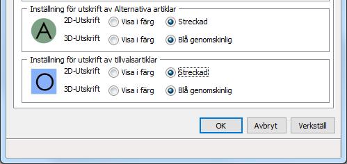 Alternativ och Tillvals artiklar finnas inte med i snabboffert eller orderutskrift. De visas eller räknas inte heller med i orderutskriftens leverantörslista.