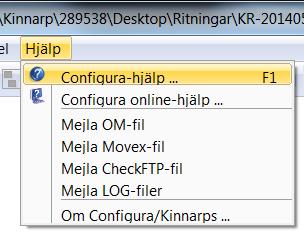 Meny val: Hjälp Configura Hjälp Här hittar du information om hur Configura Standard del som vi använder i Kinnarps plattform fungerar.