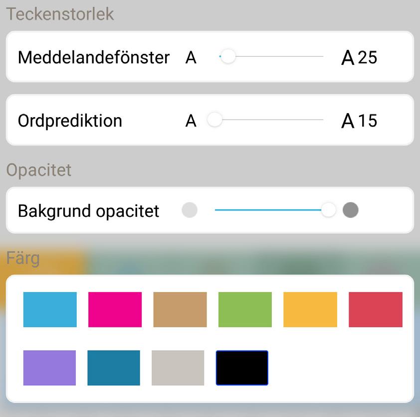 Gå till Inställningar > Layout > Tema > Textfärg 8.