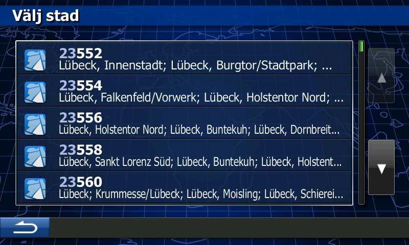 för att bekräfta destinationen eller peka på för att välja en annan destination. 7. Efter en kort sammanfattning av ruttparametrarna visas kartan med hela rutten. Rutten beräknas automatiskt.