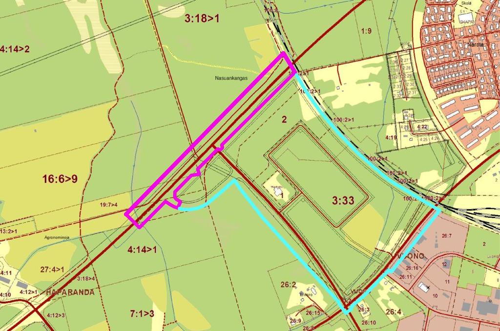 Markägoförhållanden Fastigheten Haparanda 3:33, Haparanda 3:18 och Haparanda 29:32 och Vuono 3:2 ägs av Haparanda kommun. Trafiken 1 och Trafiken 2 ägs av företag.