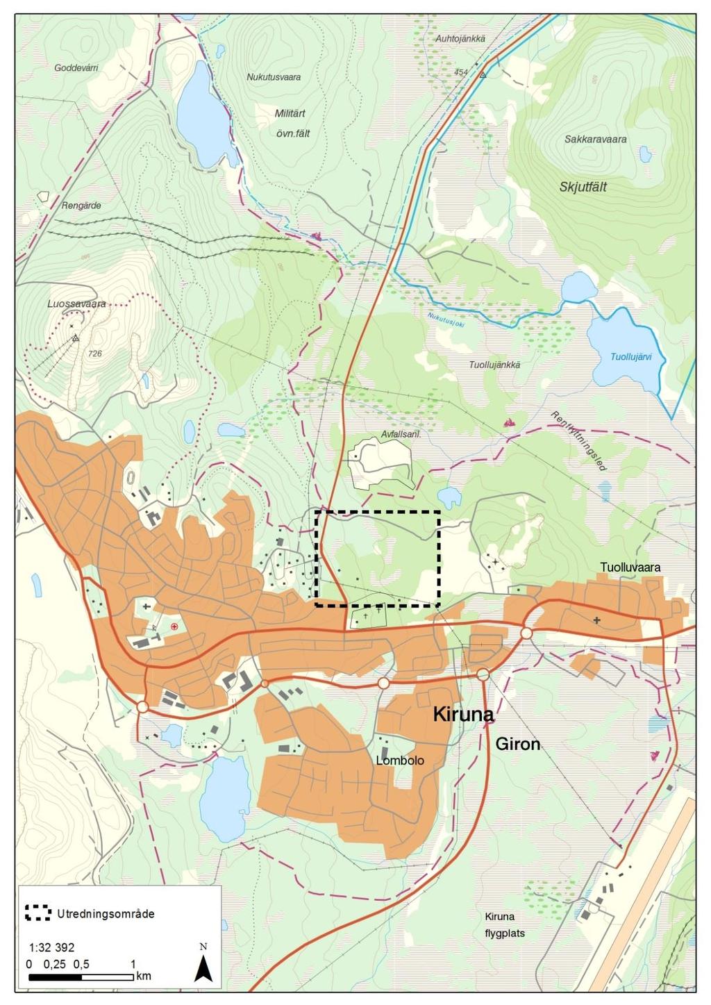 Figur 1. Översiktskarta över Kiruna.