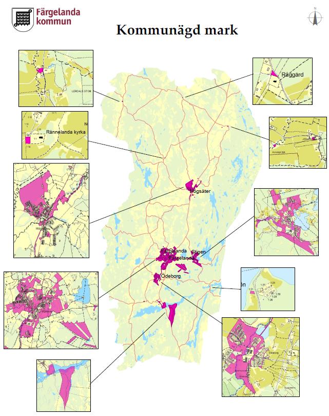 Kommunens markinnehav Färgelanda kommun äger idag sammanhängande tätortsnära mark i Färgelanda,