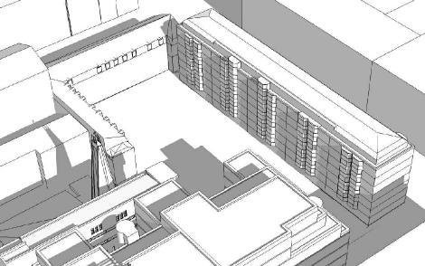 delar av bostadshusen och gården inom