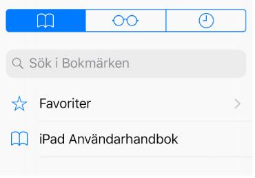 Lägga till bokmärken och favoriter 3D Touch. Om du snabbt vill komma åt dina bokmärken från hemskärmen trycker du ned på symbolen för Safari och trycker sedan på Visa bokmärken. Se 3D Touch.