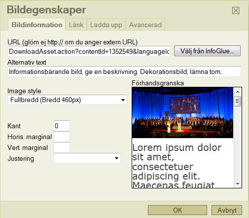 Beskrivningen läses upp för synskadade. Är bilden bara för ren dekoration, lämna rutan helt tom.