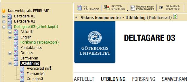 Övning 7 Skapa nya sidor och artiklar I Strukturverktyget bygger du upp webbplatsen struktur, det vill säga så som besökaren ser den.