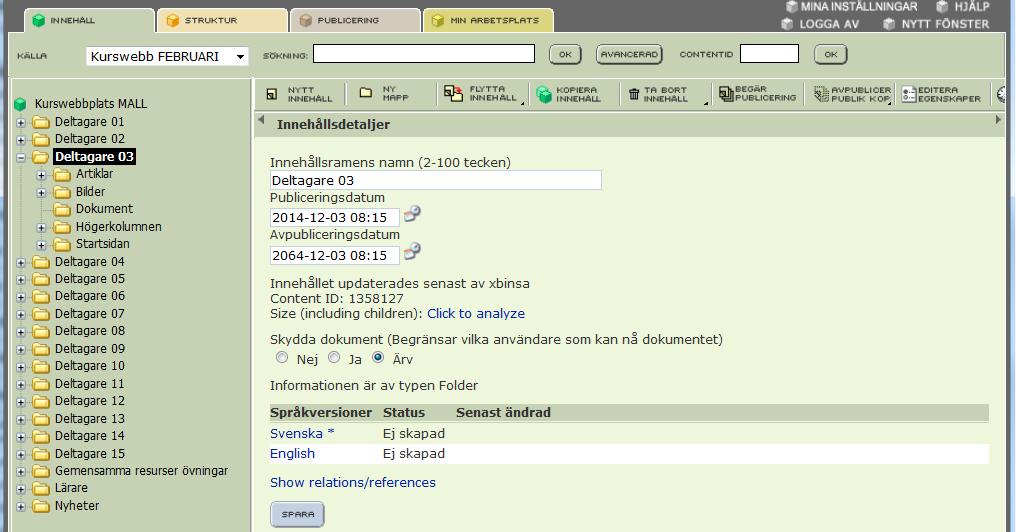 Innehållsverktyget (grön