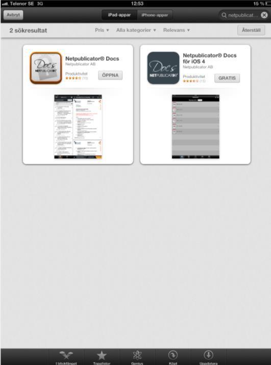 6 Netpublicator Docs I Ludvika kommun används appen Netpublicator Docs för att distribuera och läsa handlingar. För att kunna använda Netpublicator på din ipad måste du först ladda ner appen. 20 6.
