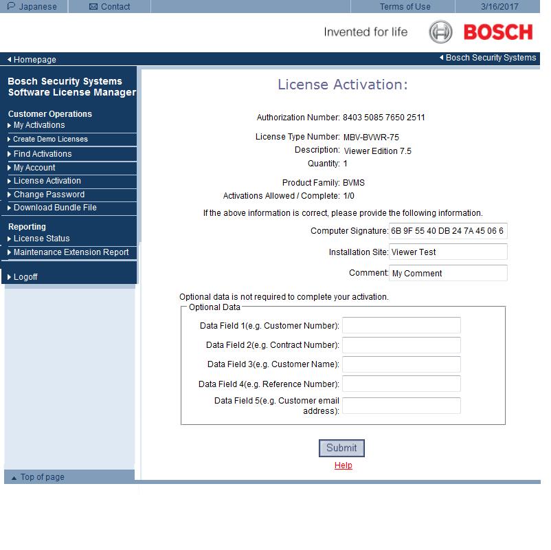 Bosch Video Management System Första stegen sv 13 5. Kopiera datorsignaturen. Obs! Datorsignaturen används inte för licensiering. Denna datorsignatur kan ändras om maskinvara byts ut på datorn.