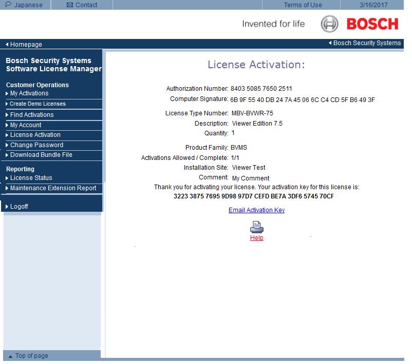 14 sv Första stegen Bosch Video Management System 3. Licensaktiveringsfönstret visas: 4.